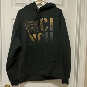 Cinch Jeans Hoodie Men's Large White Label Raised/Textured Logo Dark Gray/ Black